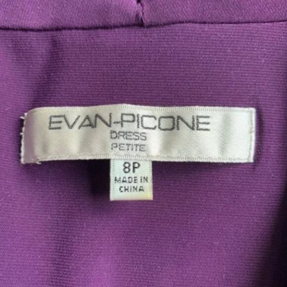 Evan-Picone Women's V-Neck Purple Cinced Waist Cocktail Dinner Dress Size 8P - Picture 6 of 7